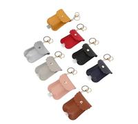 Healeved 8pcs Portable Transparent Hand Lotion Bottles with Leather Keychain Covers Travel Refillable Small Essential Oil Containers for Perfume Gel Cosmetic Storage