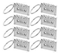 Healeved 8Pcs Retro Cassette Tape Keychains Vintage Music Tape Pendants Alloy Keyring Charms for Jewelry Making Bracelet Necklace Craft Accessories