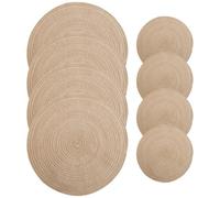Healeved 8pcs round Tableware Placemats Non-slip Bottom and Anti-scalding Features, Nordic Style Hand-woven Cotton Yarn Mats for Kitchen Ware and Housewarming