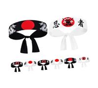 Healeved 8pcs Traditional Japanese Samurai Headbands Authentic Ninja Costume Accessories for Cosplay Sports and Cooking Events Versatile Head Wraps for Unique Style Expression