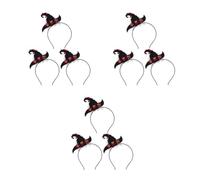 Healeved 9 Pcs Witch Hat Hairband with Floral Decorations Lightweight Felt Rhinestone Halloween Hair Accessories for Women Witch Theme Gathering and Halloween Party