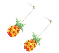 Healeved 925 Sterling Silver Crystal Pineapple Strawberry Stud Earrings Vintage Fruit Bead Drop Jewelry for Women Girls Teen Daily Wear