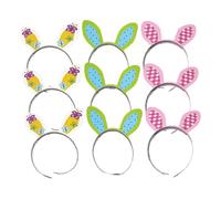 Healeved 9pcs Cute Rabbit Ear Headbands for Adults Boys and Girls Hair Accessories for Easter Parties Festivals Costumes Lightweight Hair Hoops for Memorable Celebrations Random Style