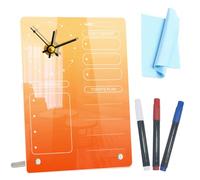 Healeved Acrylic Dry Erase Desktop Memo Board with Clock, Portable Desktop Planner Whiteboard for Office and Home, Acrylic Note Board for Daily Schedule and Message