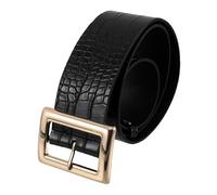 Healeved Adjustable Black PU Belt for Women with Elegant Square Buckle Classic Wide Waistband for Casual and Formal Dresses Stylish Ladies Fashion Accessory