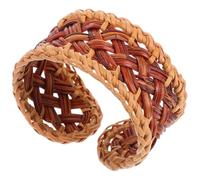 Healeved Adjustable Handmade Chunky Rattan Bracelet for Women, Retro Woven Straw Wicker Bangle with Bold Braided Design, for Daily Wear and Special Occasions