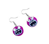 Healeved Adorable Purple Clay Earrings Cute Pottery Ear Hooks Dangling Jewelry for Women Unique Cartoon Soft Polymer Clay Decoration