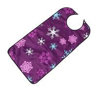 Healeved Adult Mealtime Bib Waterproof Eating Apron for Seniors Unisex Clothing Protector Crumb Catcher Christmas Snowflake Design