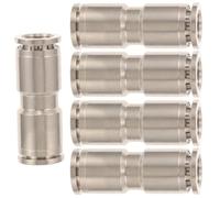 Healeved Air Fittings Silver Nickel-Plated Push-to-Connect Copper 5pcs Stable and Secure Connection Crimp Cinch Tube Connectors for Pneumatic Tools and Air
