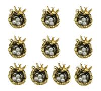 Healeved Alloy Bird's Nest Pendant Charms 10pcs and Fine Workmanship with Unique Shape Design in Golden Colour for DIY Jewelry Making and Necklace Accessories