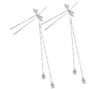 Healeved Alloy Dragonfly Hair Sticks Silver Colour 2pcs for Buns Retro Chinese Style Hair Accessories Will Not Scratch Scalp Suitable for Daily Life and Cosplay