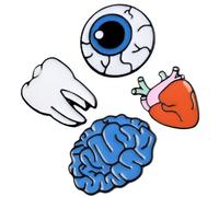 Healeved Alloy Enamel Pins Brooches Set Featuring Heart, Brain, Eyeball, and Teeth Designs Fine Workmanship 4pcs Not Easy to Break, for Christmas and Valentines Accessories