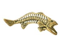 Healeved Antique Brass Piranha Fish Bone Statue Desktop Fish Decor Tabletop Craft Ornament for Home Office Display