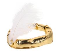 Healeved Arabian Style Festival Hat with Plume Decoration Breathable Fabric Indian Prince Headdress for Cosplay Party Masquerade and Carnival Performances