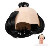 Healeved Bald Warrior Hairpiece Lightweight Breathable Cosplay Supply for Samurai Role Playing Game Accessory Funny Baldheaded Knight Wig for Party and Photo Props