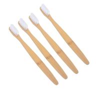 Healeved Bamboo Charcoal Toothbrush Set Comfortable Grip Handle 4pcs with Nylon Bristles White Colour, Eco-Friendly Disposable Tooth Brushes for Daily Oral Care