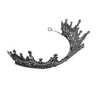 Healeved Baroque Black Rhinestone Bridal Crown Headband Vintage Princess Tiara for Wedding Party Festival Elegant Bridal Hair Accessories