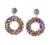 Healeved Beaded Drop Earrings for Women Bohemia Geometric Round Bead Statement Jewelry Summer Vacation Gift for Mom Daughter Girlfriend