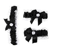 Healeved Black Lace Garter Collar Bracelet Set with Bow, 3pcs Wedding Cosplay Accessories for Brides and Maid of Honor, Stretch Thigh Ring for Party and Bridal Use