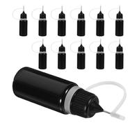 Healeved Black Plastic Precision Tip Applicator Bottle 10ml 12pcs