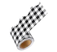Healeved Black White Checkered Bulletin Board Borders, Self-Adhesive Scalloped Trim Rolls 7.5Cm X 20M, Classroom and School Poster Board Decoration Strip for Whiteboard Corkboard