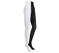Healeved Black White Tights for Women, Black and White Striped Stockings, Two-tone Split Pantyhose, Fibre, Fits Most Women, Slipping Prevention for Cosplay and Carnival