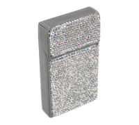 Healeved Bling Rhinestone Cigarette Case for Men and Smokers with Flip-top Structure, Flocked Fake Leather Exterior, Convenient and Sturdy Design, Stylish Silver Pocket Box for Commutes