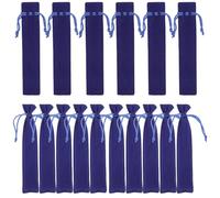 Healeved Blue Flannel Drawstring Pen Sleeve Storage Bag 25pcs Protective Pen Pouch for Writing Tools Suitable for Students and Clerks at School Or Office