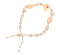 Healeved Bohemia Style Shell Anklet and Rope Bracelet for Women Handmade Cotton Thread Bangle with Flower Charm Boho Beach Jewelry for Summer and Casual Wear