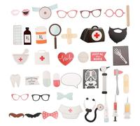 Healeved Booth for Props with Graduation Set Paper Photo 40pcs Funny Material and Toothpick Sticks Unique Decoration and Photo Shoots Accessories Celebration
