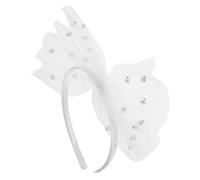 Healeved Bow Headband for Women Oversized Bowknot Tulle Bead Embellished Bridal Bow Hair Band Cute Hair Accessories for Festival Wedding