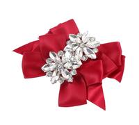 Healeved Bowknot Shoe Clips Burgundy Crystal Shoe Buckles 3d Decorative Bow Embellishments for Wedding Pumps Heels Accessories