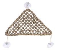 Healeved Breathable Brown Reptile Mesh Hammock with Suction Cup and Metal Ring for Bearded Dragon and Anole, Sturdy Triangular Climbing Net Hanging Bed for Pet Habitat Accessories