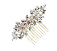 Healeved Bridal Hair Piece Pearl Wedding Comb Elegant Rhinestone Side Comb Hair Jewelry for Women