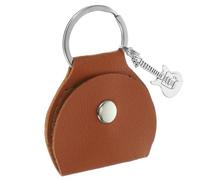 Healeved Brown Pu Guitar Pick Holder Keychain Metal Ring Portable Pick Storage Bag for Playing Guitar and Mandolin Gift for Guitarists and Beginners