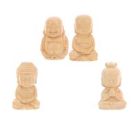 Healeved Buddha Monk Statue Meditation Buddha Sculpture Desktop Ornament Beige Resin Material Miniature Figurines Feng Shui Car Decoration Home Office Display