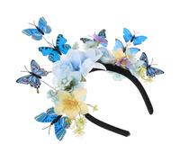 Healeved Butterfly Clip Headband for Women Realistic Bridal Headdress with Vibrant Flowers Elegant Monarch Fascinator Hair Accessory for Wedding Tea Parties Halloween and Festivals