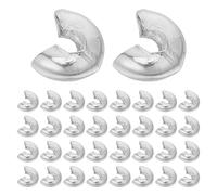 Healeved C Closure Crimp Copper Covers for 50pcs Bead Chain Fan Ceiling and Stopper, Silver Half Round Bead Knot Covers Secure Easy Maintenance Window Blind for Home Décor