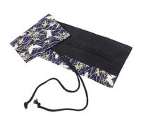 Healeved Canvas Pencil Roll Up Case with 48 Slots, Chinese Style Large Capacity Pen Bag with Gold Print, Blue Winter Bamboo Crane Pattern, Suitable for Students and Office Use