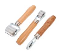 Healeved Car Tire Repair Tools with Wooden Handle Rollers 3 Pcs and Steel Construction to Proper Adhesion High Hardness Pressing Wheels for Effective Tire Repair and Installation