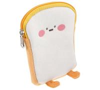 Healeved Cartoon Toast Plush Coin Purse Tampon Holder with Zipper Multi-Function Period Storage Bag Small Yellow Change Purse for Women Daily Use