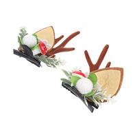 Healeved Cat Ears Antler Hair Accessory Set 1 Pair of Cute Christmas Bobby Pins Soft Brown Hair Clips for Party and Cosplay for Boys and Girls and Adults Holiday Costume Decoration