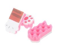 Healeved Cat Paw Kitchen Scrubbing Sponge Thickened Non-Scratch Dishwashing Sponge Blocks 3 Pieces Pack for Utensils and Bowls Random Color