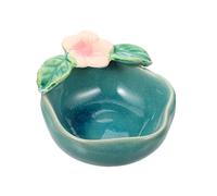 Healeved Ceramic Bowl Essential Oil Dish Wax Melter for Scented Wax Cuticle Spa Oil Bowl Coffee Scoop Bowl Stick Face Tools for Skincare Tea Spoon Holder Ceramic Aroma Bowl Ceramics Blue