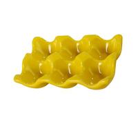 Healeved Ceramic Egg Tray Holder Yellow Egg Dispenser Organizer for Kitchen and Fridge Storage Container Non-slip Design