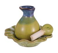 Healeved Ceramic Essential Oil Bottle and Tray Set Refillable and Reusable with Elegant Green Porcelain Perfume Oil Jar for Christmas Mirror Tray Display Shelf