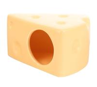 Healeved Ceramic Hamster House Cooling Small Pet Hideout in Cheese Shape with Wear-resistant Material Suitable for Play and Use the Year Random Color