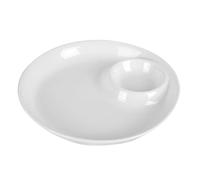Healeved Ceramic Plates with Dip Section, Lightweight and Practical White Round Dinner Plates for Serving Food and Dumplings a Simple Style