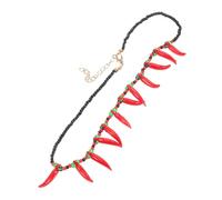 Healeved Chic Beaded Chili Necklace for Women Collarbone Chain with Artificial Pepper Pendant Unique Costume Jewelry Fashion Lovers