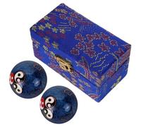 Healeved Chinese Baoding Hand Therapy Balls 2Pcs Enamel Exercise Balls for Adults with Sophisticated Blue Color and Presentation Box 4.2Cm Diameter